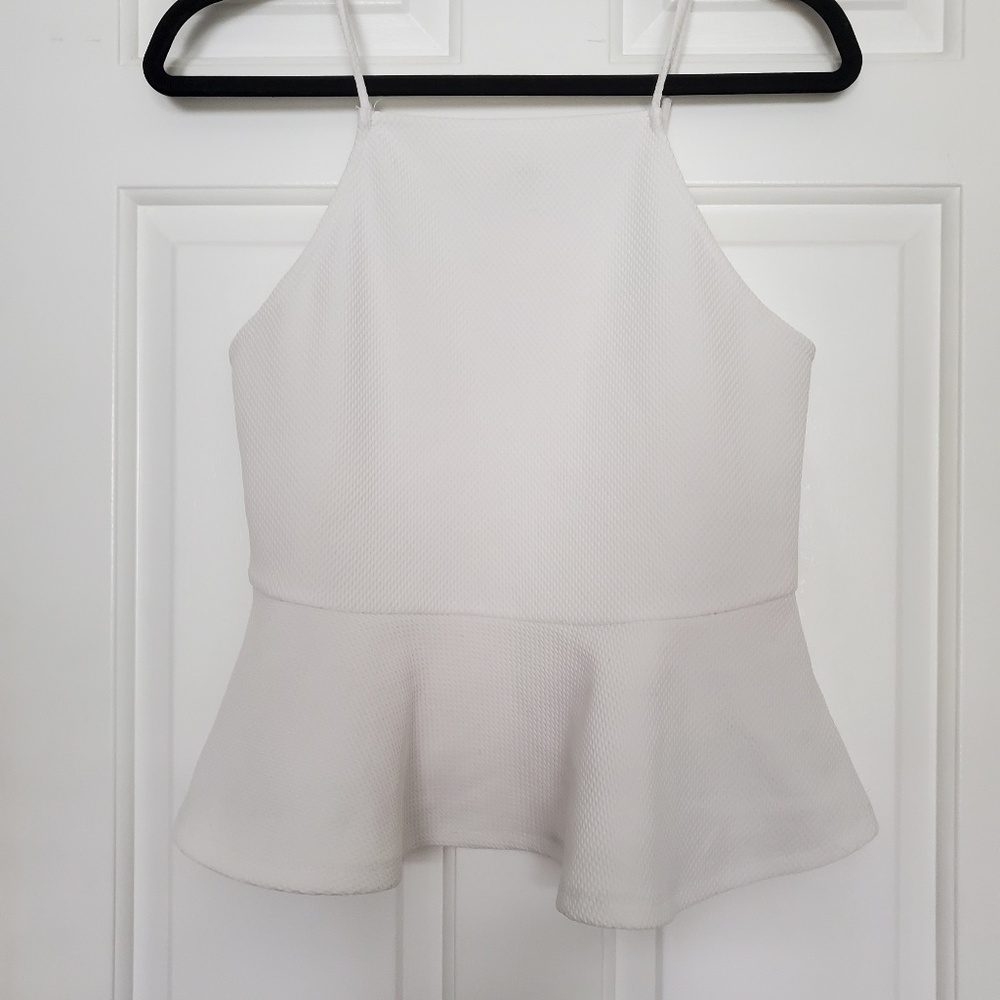 3for$25 white peplum tank top COPE size medium waffle texture